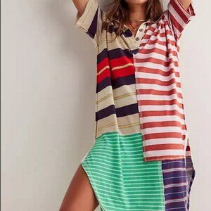 Free People We The Free Forever Maxi Tee Striped Printed Dress L